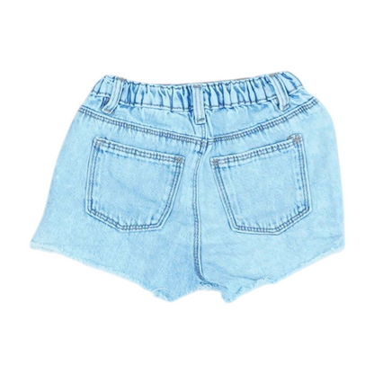 Blue Solid Denim Shorts