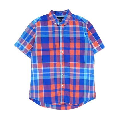 Blue Check Short Sleeve Button Down