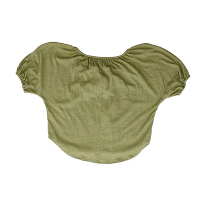 Olive Solid Short Sleeve Blouse