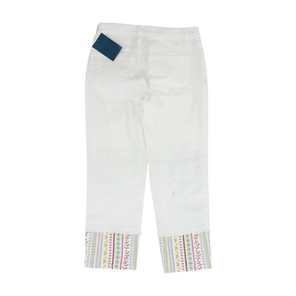 White Solid Denim Capris