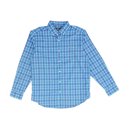 Blue Plaid Long Sleeve Button Down