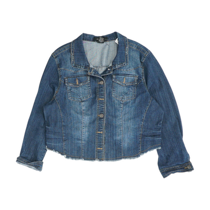 Blue Solid Denim Jacket