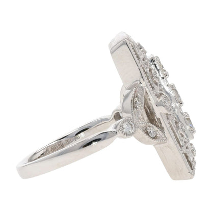.50 Ct Platinum Diamond Deco Style With Filigree Cocktail Ring