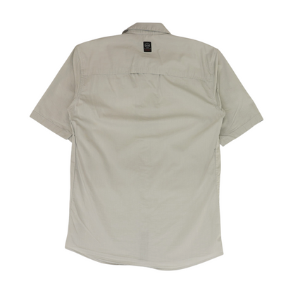 Gray Solid Short Sleeve Button Down