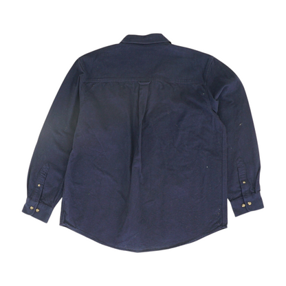 Navy Solid Flannel Button Down