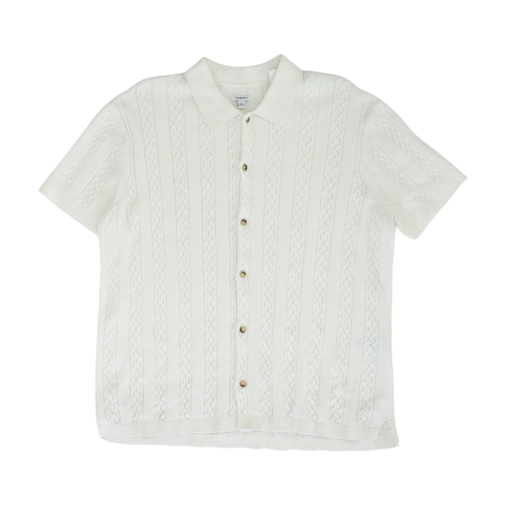 White Solid Short Sleeve Button Down