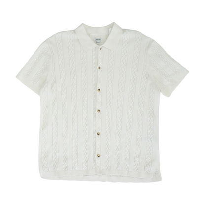 White Solid Short Sleeve Button Down