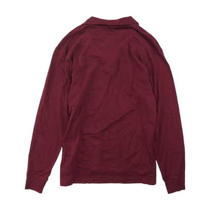 Maroon Solid Long Sleeve Polo