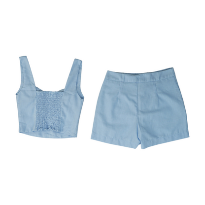 Blue Solid Short Set