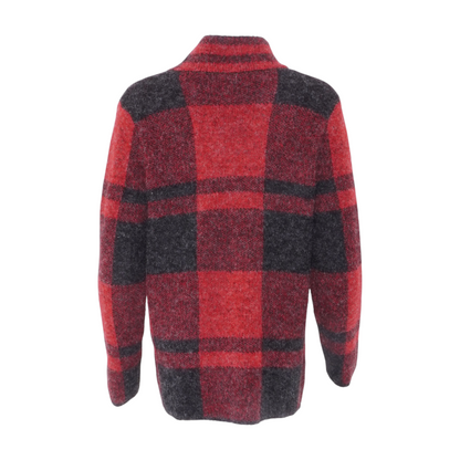 Red Plaid Cardigan Sweater