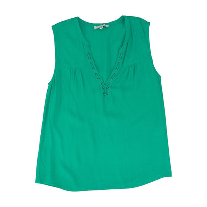 Green Solid Sleeveless Blouse