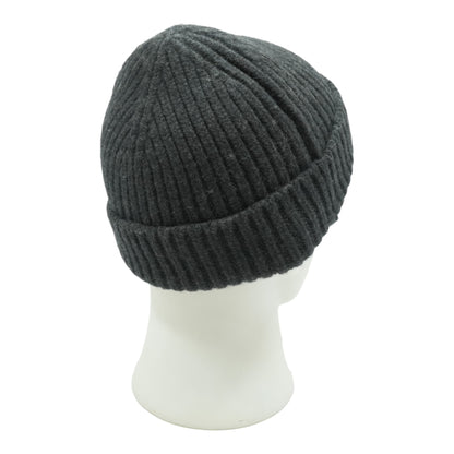 Helvetic Ribbed Beannie in Dark Heather Grey