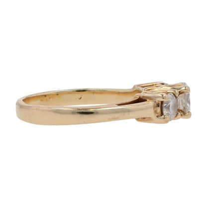 7/8 Ct 14K Gold Round Three Diamond Engagement Ring
