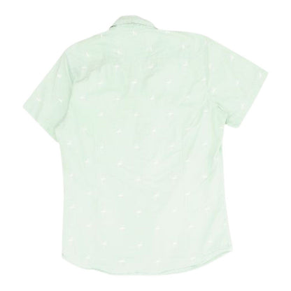 Green Animal Short Sleeve Button Down