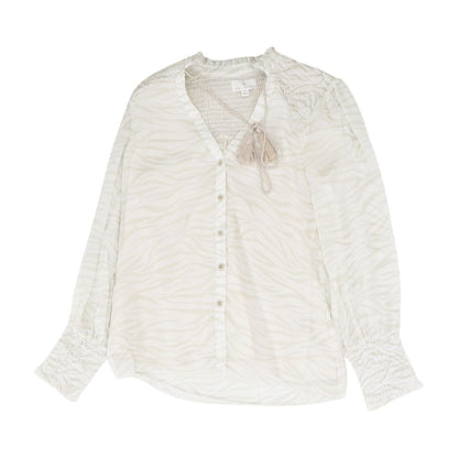 Beige Animal Print Long Sleeve Blouse