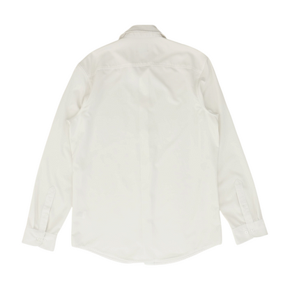 White Solid Long Sleeve Button Down