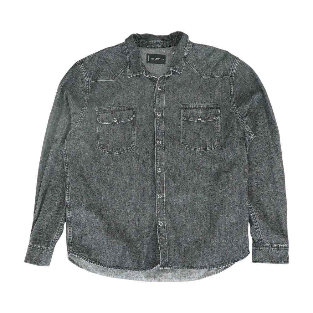 Black Solid Long Sleeve Button Down