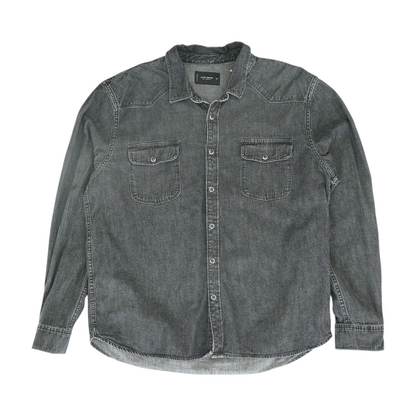 Black Solid Long Sleeve Button Down