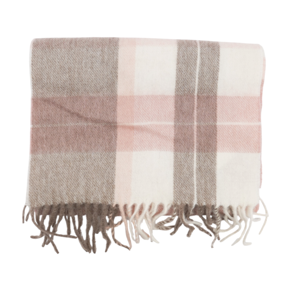 Pink Plaid Wool Scarf