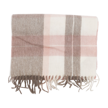 Pink Plaid Wool Scarf