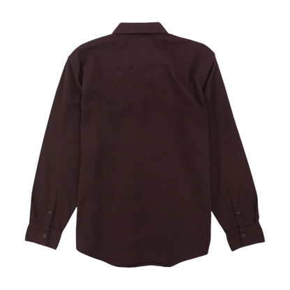 Brown Solid Long Sleeve Button Down