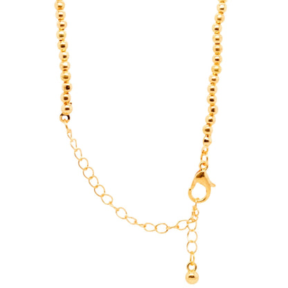 Gold Tone Ball Bead With Brown Stationed Crosses Necklace