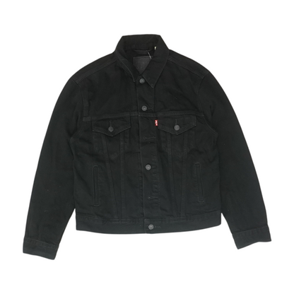Black Solid Denim Jacket