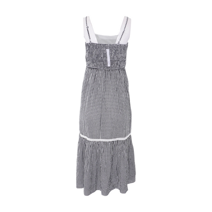 Black Petite Check Midi Dress