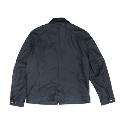 Black Solid Leather Jacket