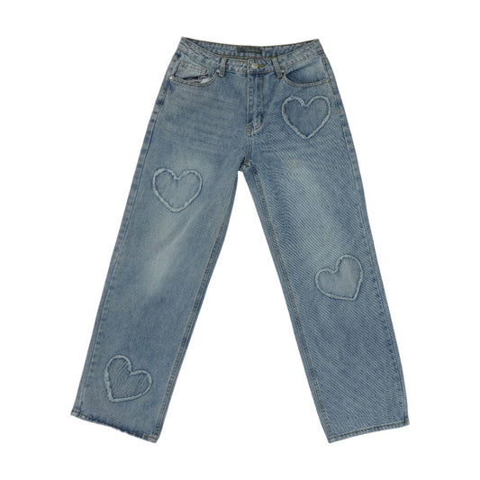 Blue High Rise Straight Leg Jeans
