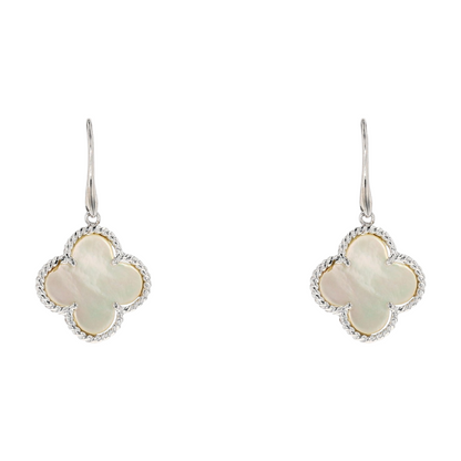 18K White Gold Mother of Pearl Dangle Earrings