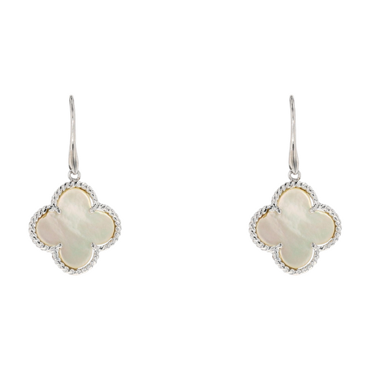 18K White Gold Mother of Pearl Dangle Earrings