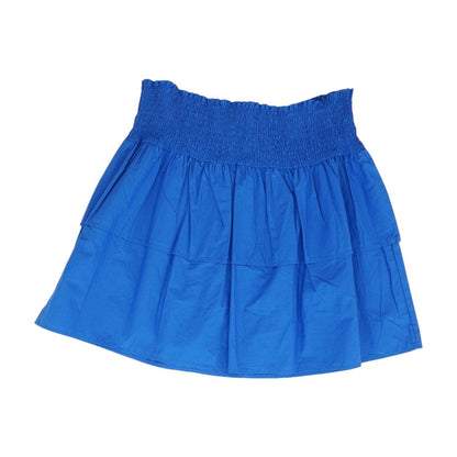 Blue Solid Mini Skirt