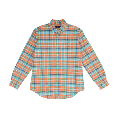 Orange Plaid Long Sleeve Button Down