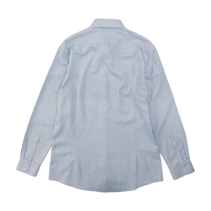 Blue Solid Long Sleeve Button Down
