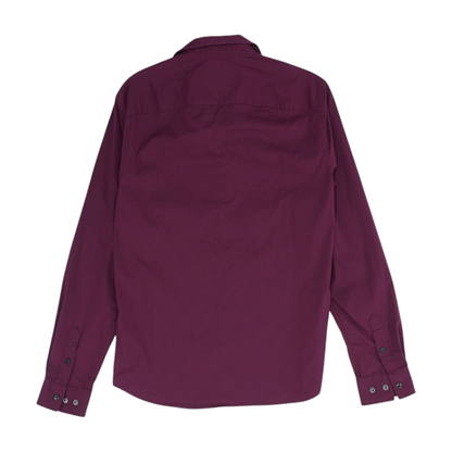Maroon Striped Long Sleeve Button Down