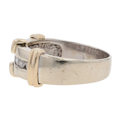 1/3 Ct 14K Two Tone Gold Channel Set Round Diamond Band