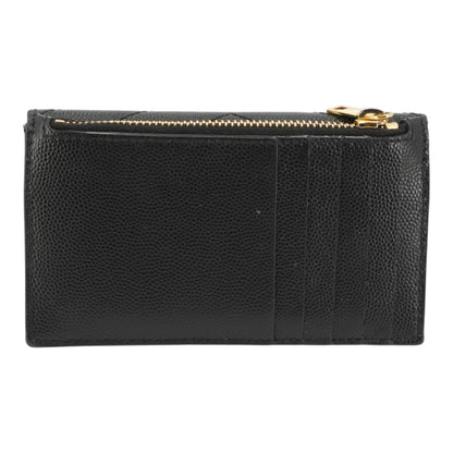 Black Cassandre Matelasse Fragments Flap Card Case in Grain De Poudre Leather