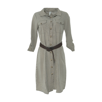Beige Petite Striped Midi Dress