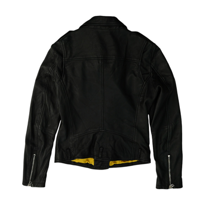 Black Solid Leather Jacket