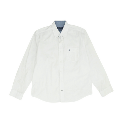 White Solid Long Sleeve Button Down