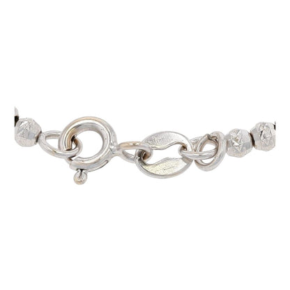 18K White Gold Sequin Ball And Barrel Chain Bracelet