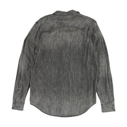 Gray Solid Long Sleeve Button Down