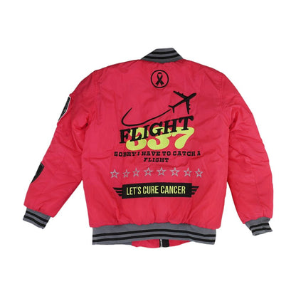 Pink Embroidery Detail Bomber Jacket