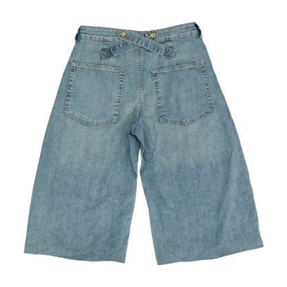 Blue Solid Denim Capris