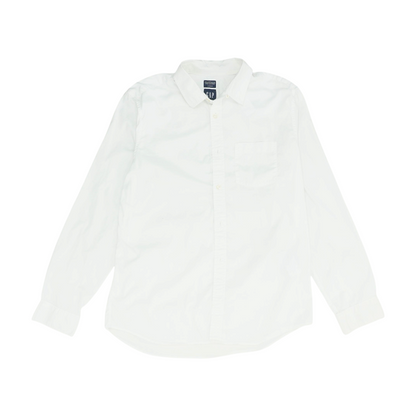 White Solid Long Sleeve Button Down