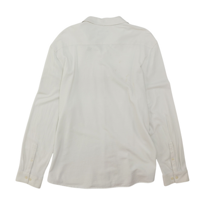 White Solid Long Sleeve Button Down