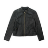 Black Solid Leather Jacket
