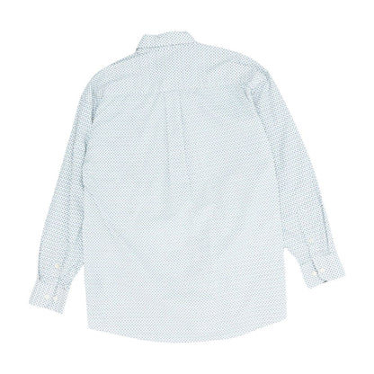 White Geometric Long Sleeve Button Down