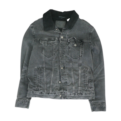 Gray Solid Denim Jacket